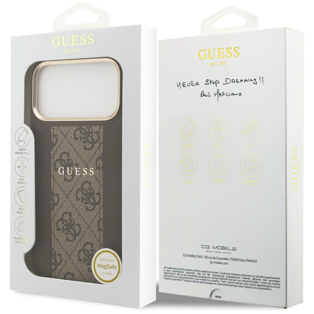 Θήκη MagSafe για Apple iPhone 17 Pro, Guess, 4G Stripe, Καφέ