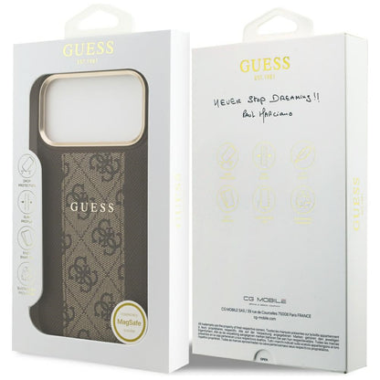 Θήκη MagSafe για Apple iPhone 17 Pro, Guess, 4G Stripe, Καφέ