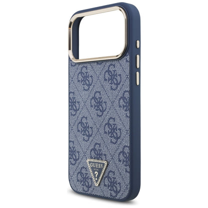 MagSafe Case for Apple iPhone 17 Pro, Guess, 4G Triangle Logo, Golden Blue