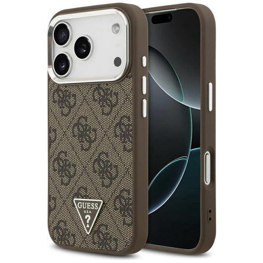 Θήκη MagSafe για Apple iPhone 17 Pro, Guess, 4G Triangle Logo, Καφέ Ασημί