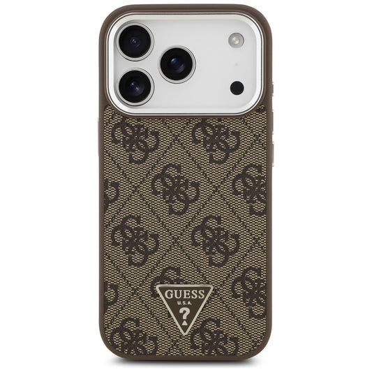 Θήκη MagSafe για Apple iPhone 17 Pro, Guess, 4G Triangle Logo, Καφέ Ασημί