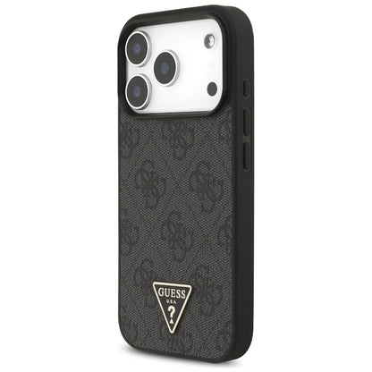 Θήκη MagSafe για Apple iPhone 17 Pro, Guess, 4G Triangle Logo με Λουράκι Κορδονιού, Μαύρη
