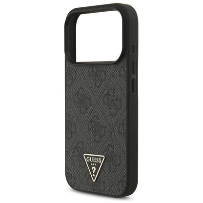 Θήκη MagSafe για Apple iPhone 17 Pro, Guess, 4G Triangle Logo με Λουράκι Κορδονιού, Μαύρη
