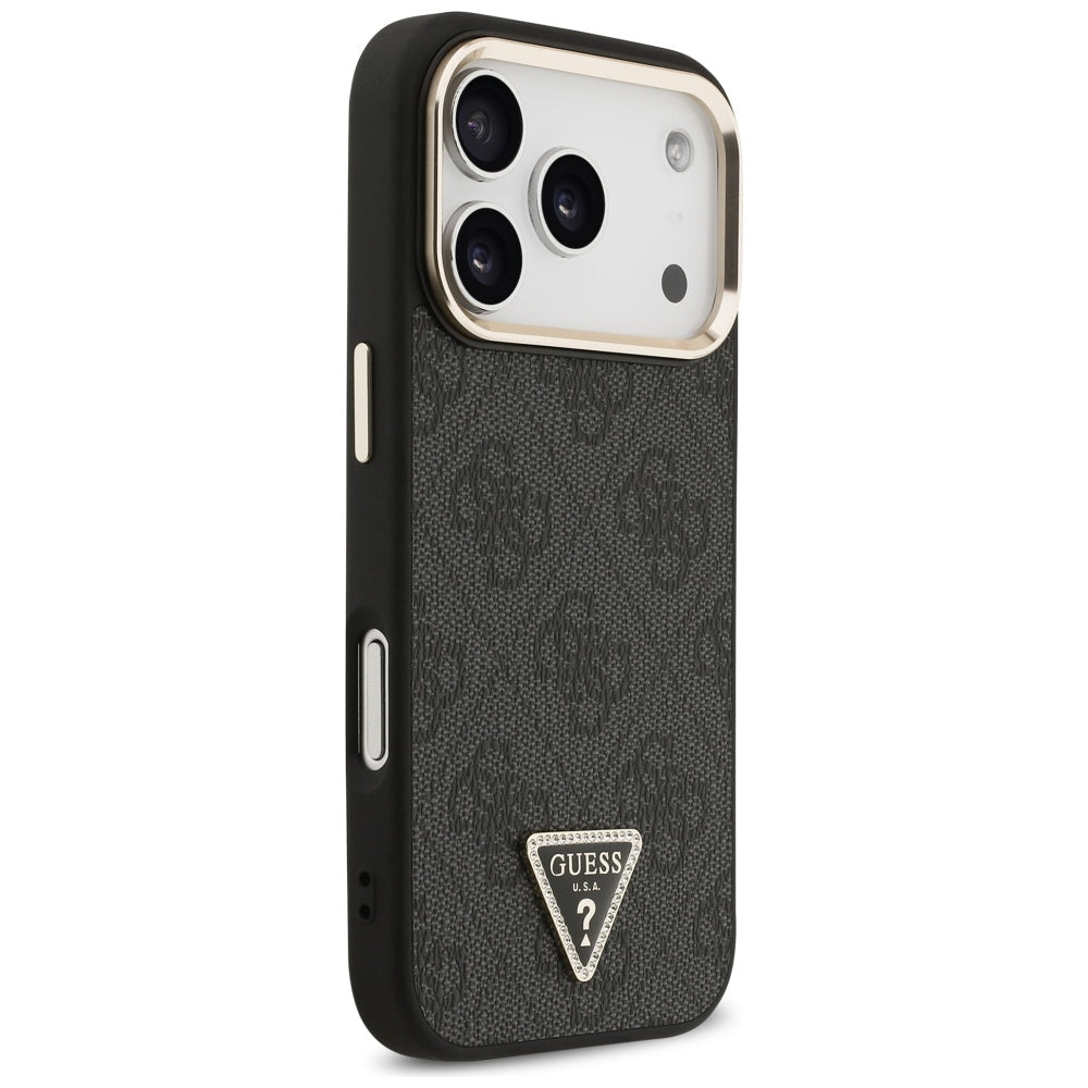 Θήκη MagSafe για Apple iPhone 17 Pro, Guess, 4G Triangle Logo, Μαύρη Χρυσή