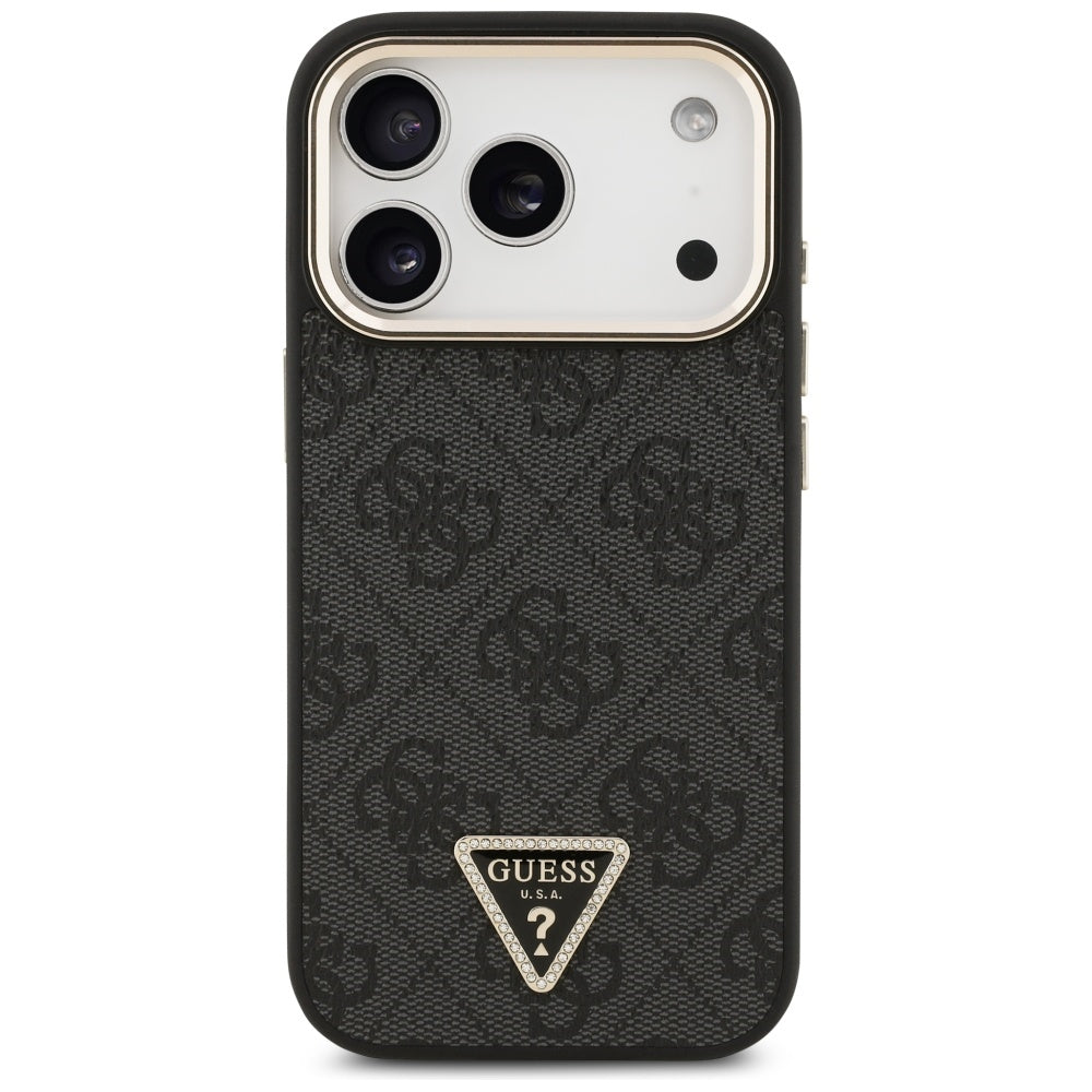 Θήκη MagSafe για Apple iPhone 17 Pro, Guess, 4G Triangle Logo, Μαύρη Χρυσή