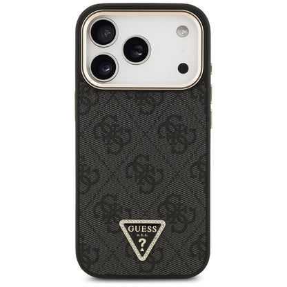 Θήκη MagSafe για Apple iPhone 17 Pro, Guess, 4G Triangle Logo, Μαύρη Χρυσή