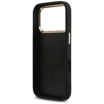 Θήκη MagSafe για Apple iPhone 17 Pro, Guess, 4G Triangle Logo, Μαύρη Χρυσή