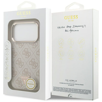 Θήκη MagSafe για Apple iPhone 17 Pro, Guess, 4G Triangle Logo, Ροζ Χρυσό