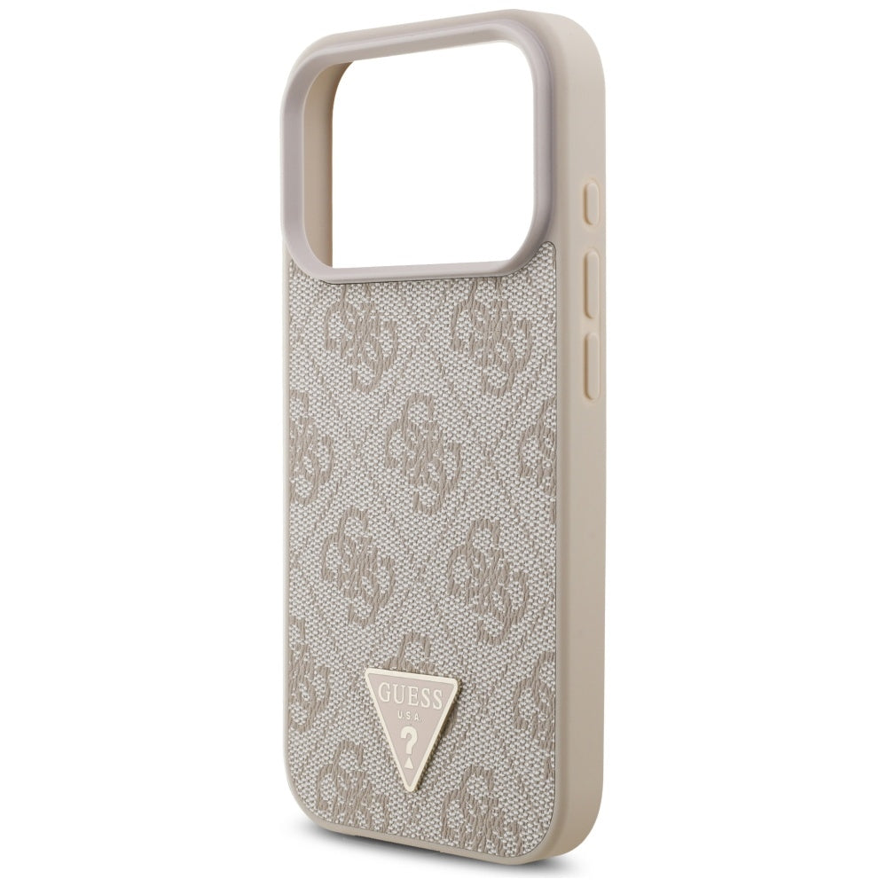 Θήκη MagSafe για Apple iPhone 17 Pro, Guess, 4G Triangle Logo με Pearl Strap, Ροζ