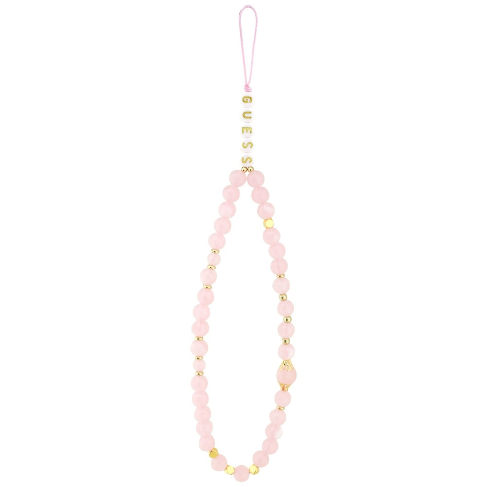 Θήκη MagSafe για Apple iPhone 17 Pro, Guess, 4G Triangle Logo με Pearl Strap, Ροζ