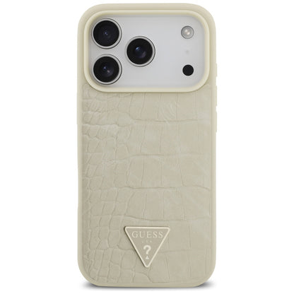 Θήκη MagSafe για Apple iPhone 17 Pro, Guess, Croco Triangle Logo, Χρυσή