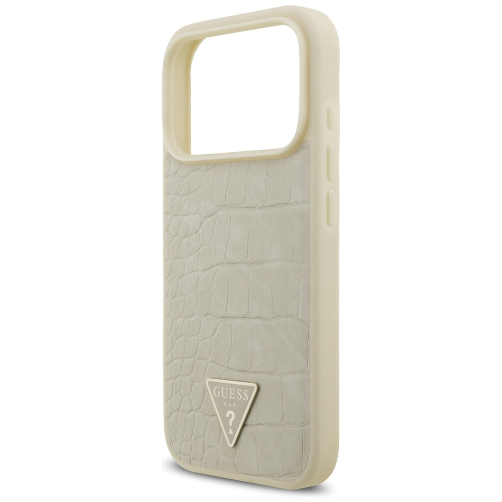 Θήκη MagSafe για Apple iPhone 17 Pro, Guess, Croco Triangle Logo, Χρυσή