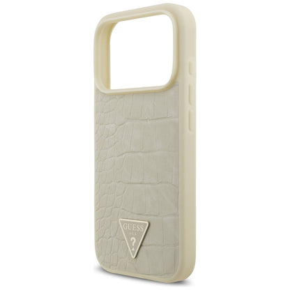 Θήκη MagSafe για Apple iPhone 17 Pro, Guess, Croco Triangle Logo, Χρυσή