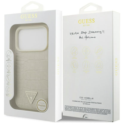 Θήκη MagSafe για Apple iPhone 17 Pro, Guess, Croco Triangle Logo, Χρυσή