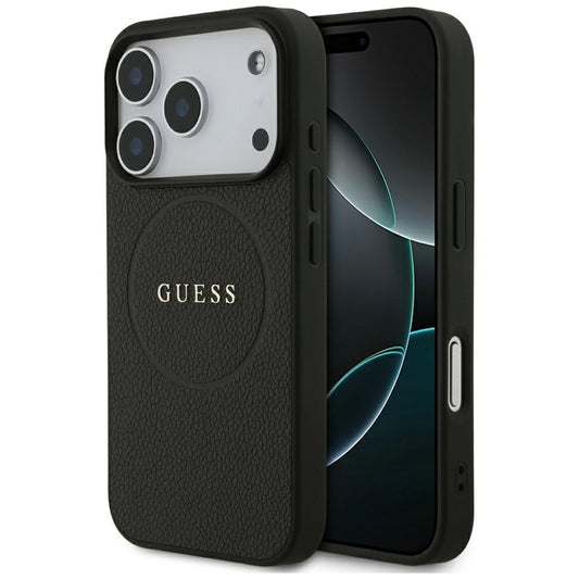 Θήκη MagSafe για Apple iPhone 17 Pro, Guess, Grained Gold Ring, Μαύρη