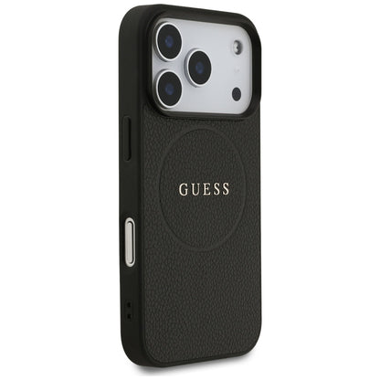 Θήκη MagSafe για Apple iPhone 17 Pro, Guess, Grained Gold Ring, Μαύρη