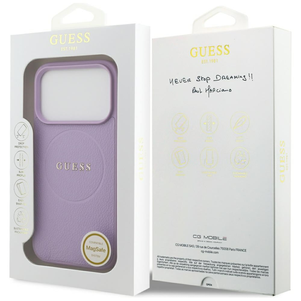 Θήκη MagSafe για Apple iPhone 17 Pro, Guess, Grained Gold Ring, Ροζ