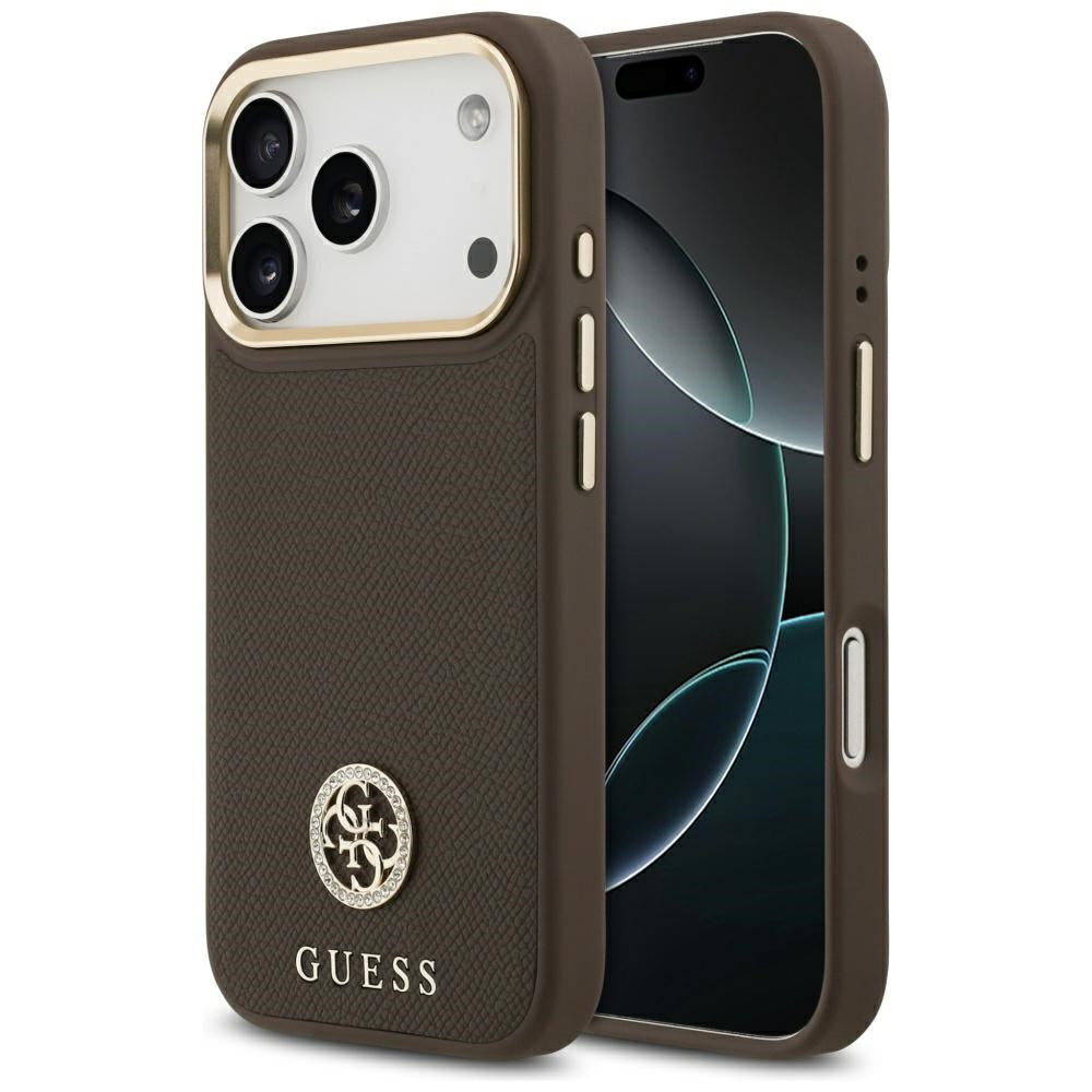 Θήκη MagSafe για Apple iPhone 17 Pro, Guess, Grained Strass Logo, Καφέ
