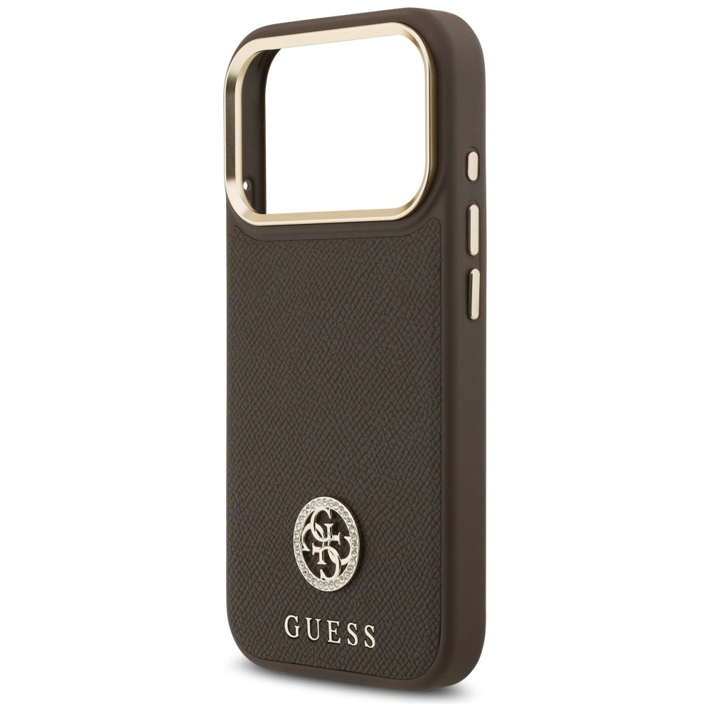 Θήκη MagSafe για Apple iPhone 17 Pro, Guess, Grained Strass Logo, Καφέ