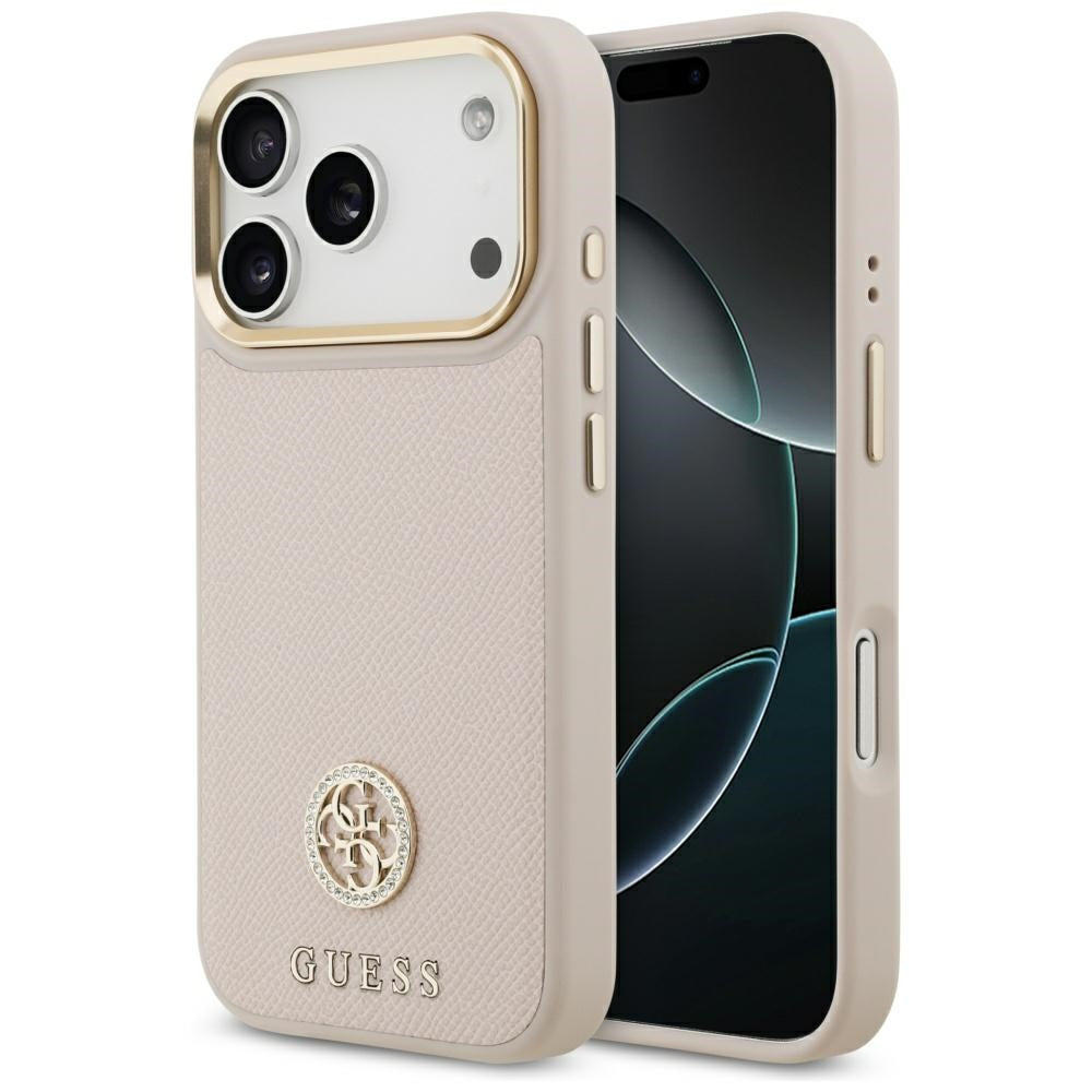 Θήκη MagSafe για Apple iPhone 17 Pro, Guess, Grained Strass Logo, Ροζ