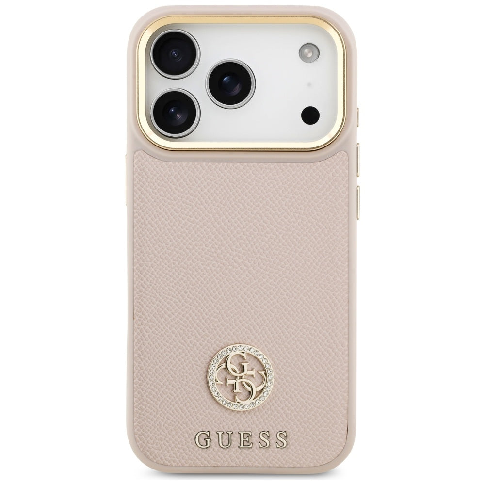Θήκη MagSafe για Apple iPhone 17 Pro, Guess, Grained Strass Logo, Ροζ