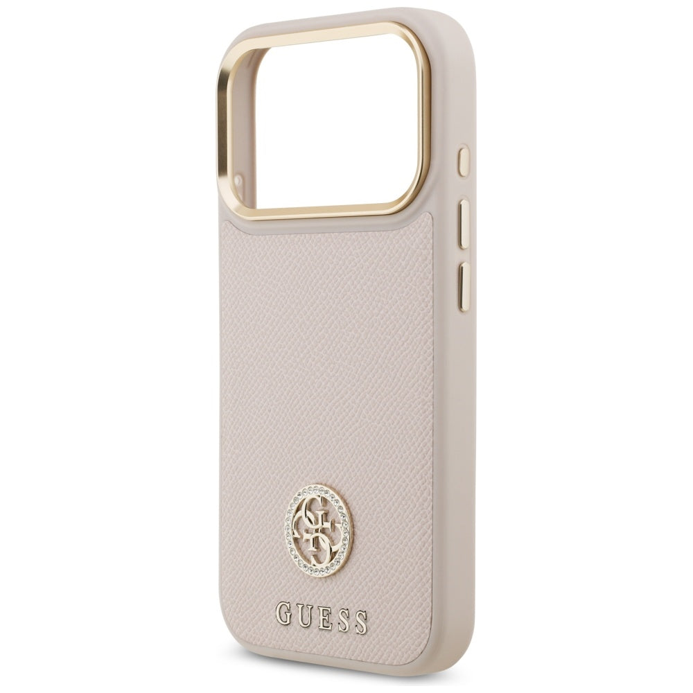 Θήκη MagSafe για Apple iPhone 17 Pro, Guess, Grained Strass Logo, Ροζ