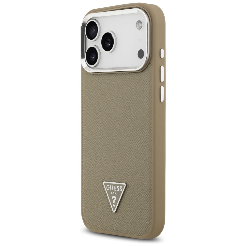 Θήκη MagSafe για Apple iPhone 17 Pro, Guess, Grained Triangle Logo, Καφέ