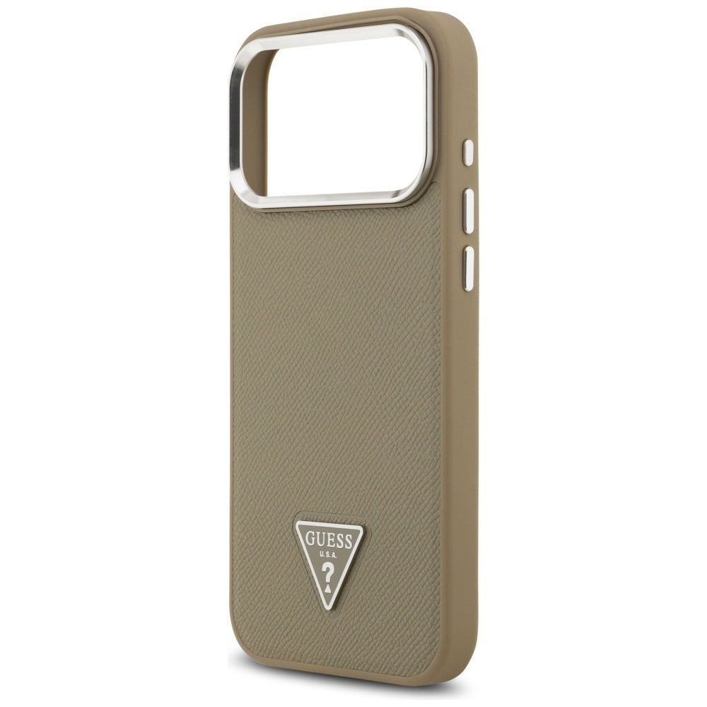Θήκη MagSafe για Apple iPhone 17 Pro, Guess, Grained Triangle Logo, Καφέ