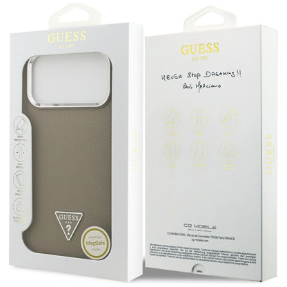 Θήκη MagSafe για Apple iPhone 17 Pro, Guess, Grained Triangle Logo, Καφέ