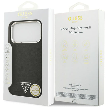 Θήκη MagSafe για Apple iPhone 17 Pro, Guess, Grained Triangle Logo, Μαύρη