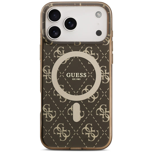 Θήκη MagSafe για Apple iPhone 17 Pro, Guess, IML 4G Background, Καφέ
