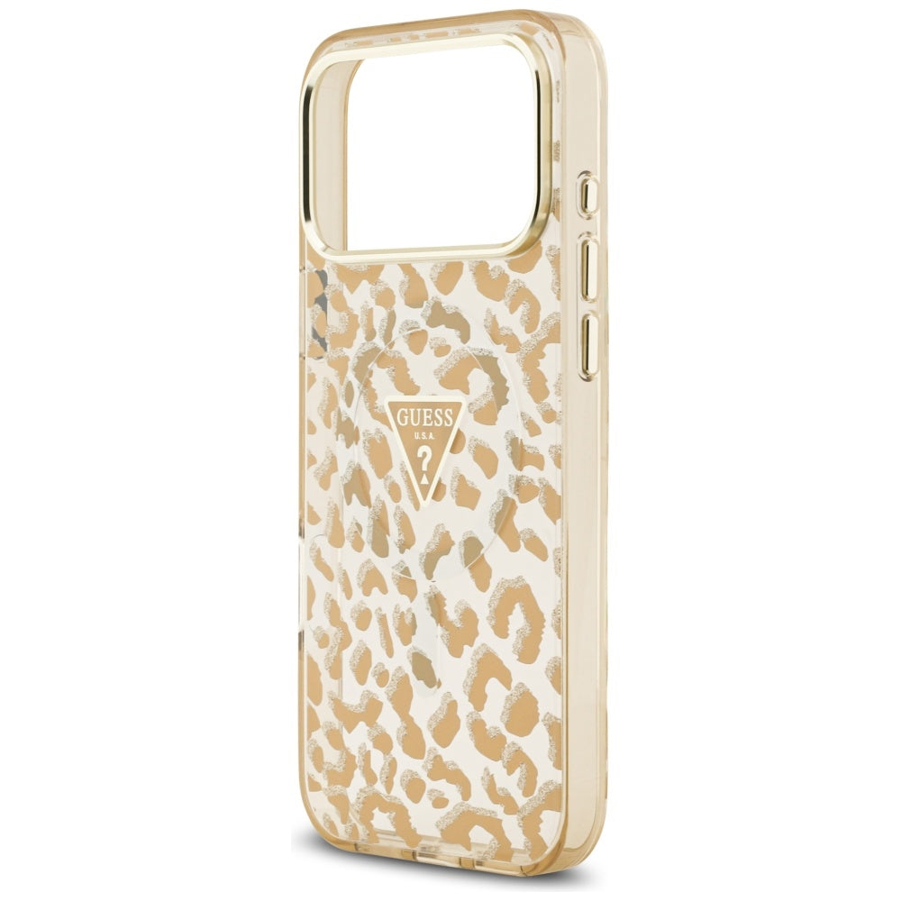 Θήκη MagSafe για Apple iPhone 17 Pro, Guess, Leopard Glitter, Καφέ