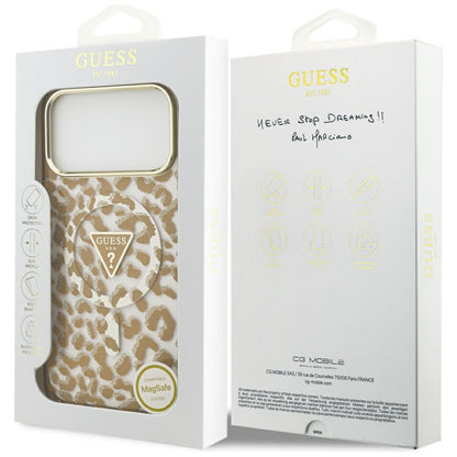 Θήκη MagSafe για Apple iPhone 17 Pro, Guess, Leopard Glitter, Καφέ