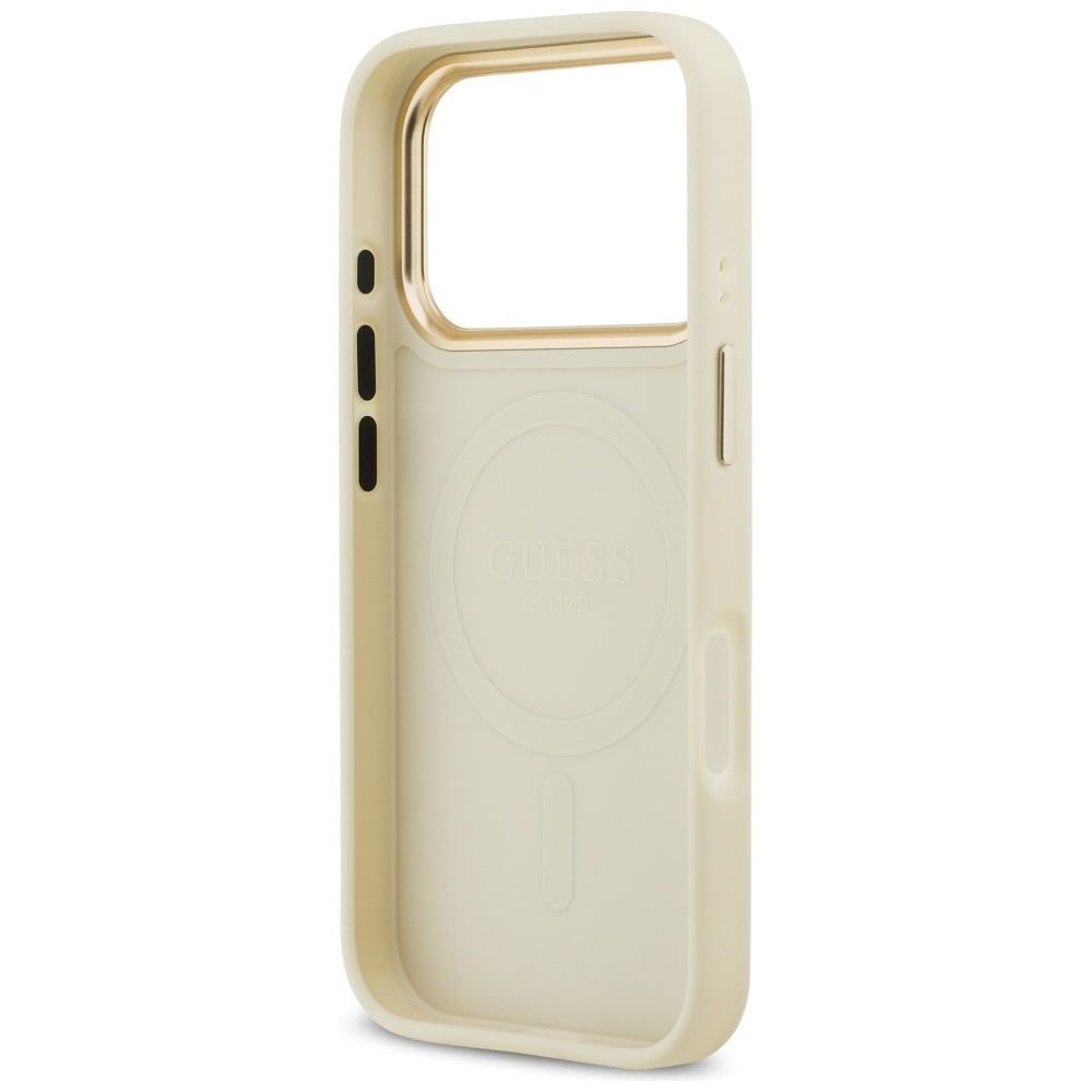 MagSafe Case for Apple iPhone 17 Pro, Guess, Peony Hot Stamp, Beige