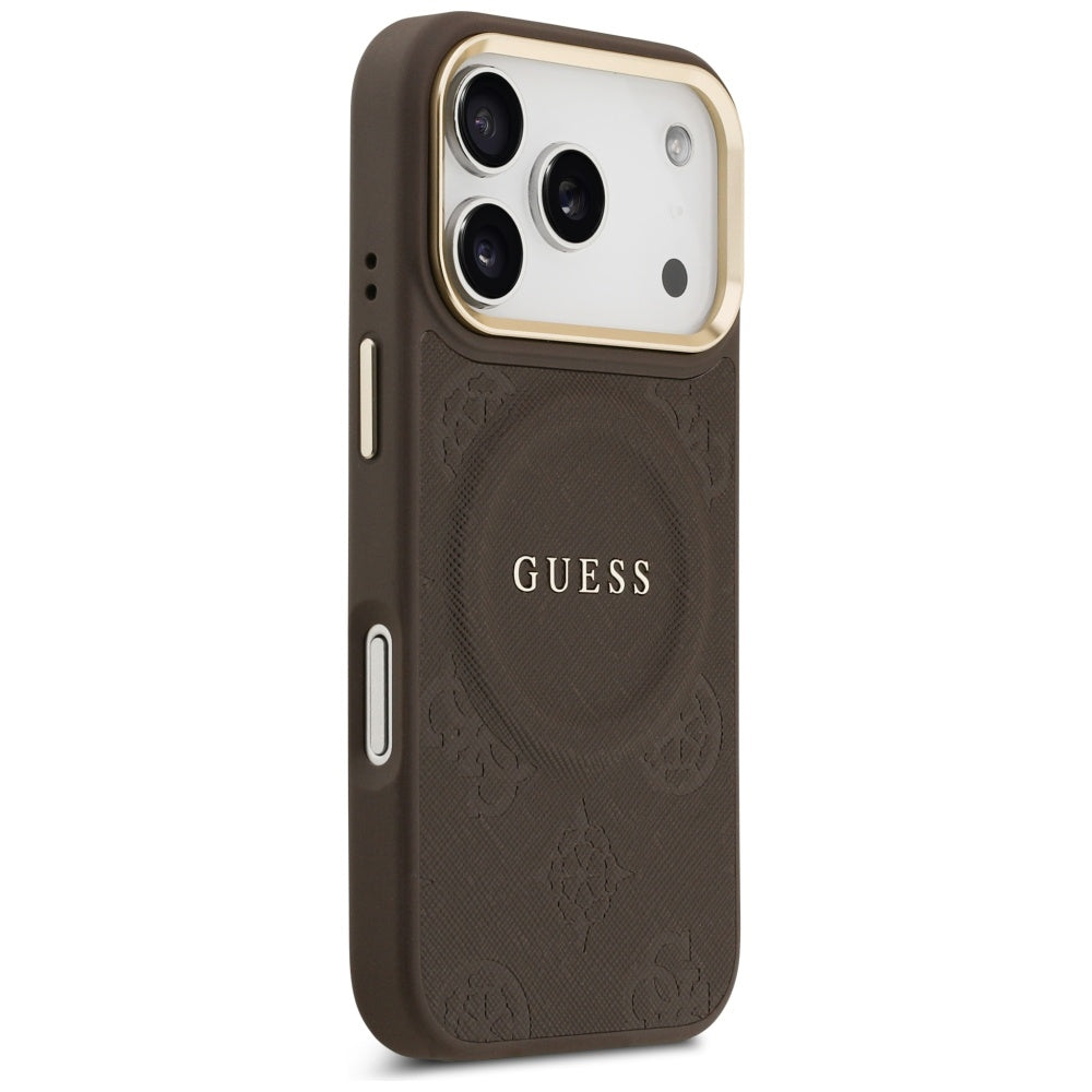 Θήκη MagSafe για Apple iPhone 17 Pro, Guess, Peony Hot Stamp, Καφέ
