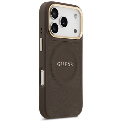 Θήκη MagSafe για Apple iPhone 17 Pro, Guess, Peony Hot Stamp, Καφέ