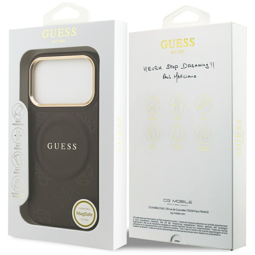 Θήκη MagSafe για Apple iPhone 17 Pro, Guess, Peony Hot Stamp, Καφέ