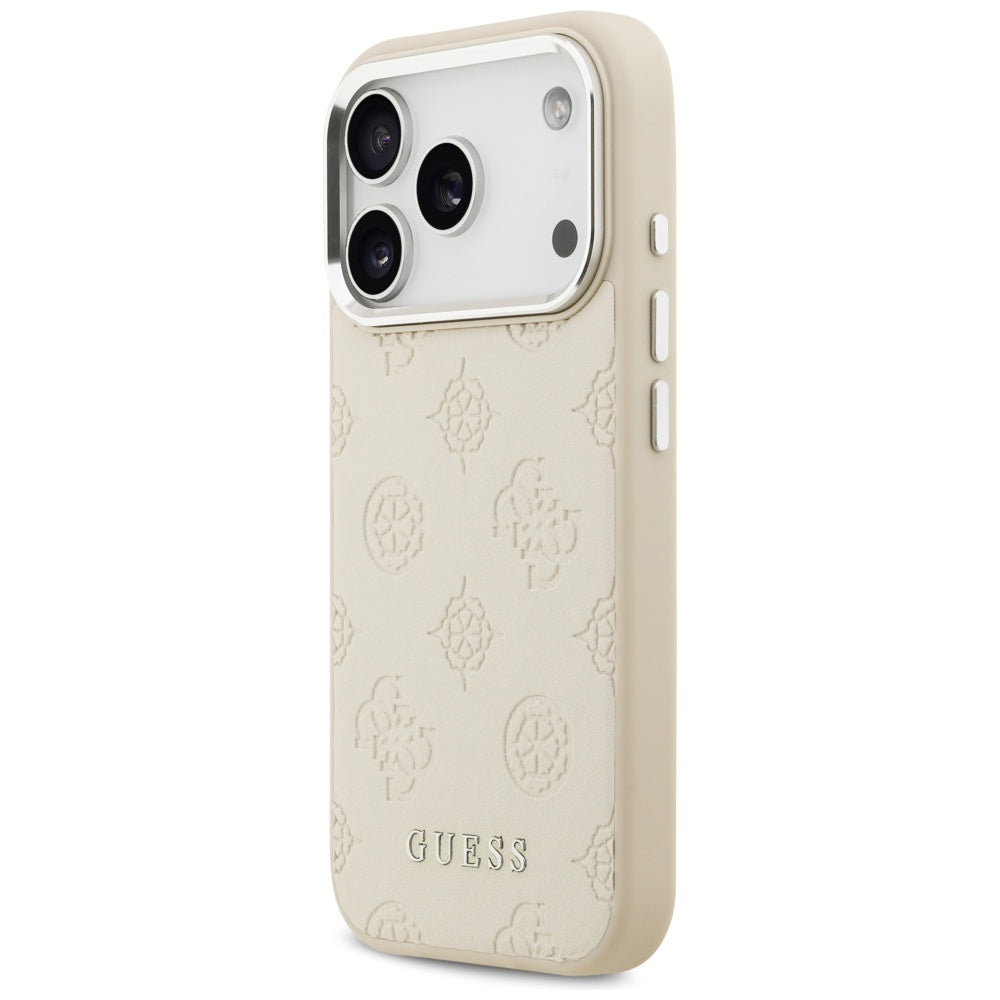Θήκη MagSafe για Apple iPhone 17 Pro, Guess, Peony Hot Stamp Script, Μπεζ