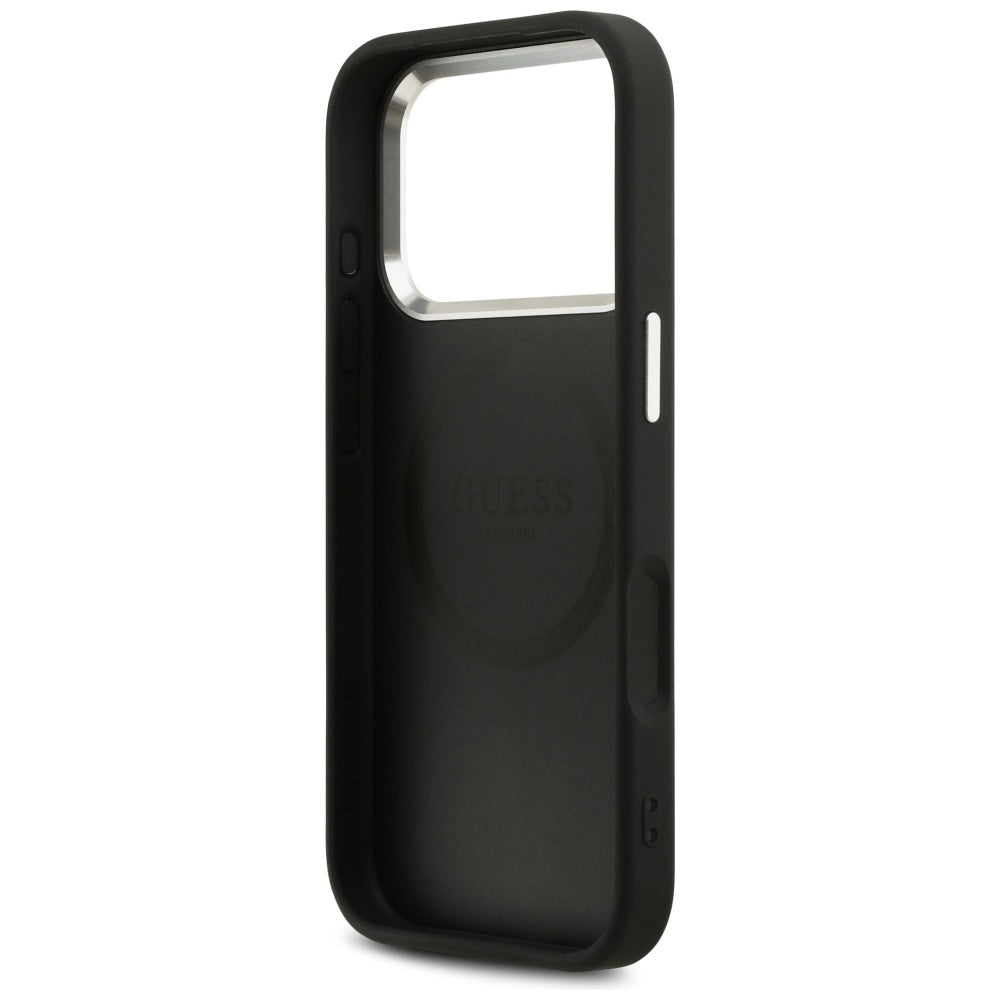 Θήκη MagSafe για Apple iPhone 17 Pro, Guess, Peony Hot Stamp Script, Μαύρη