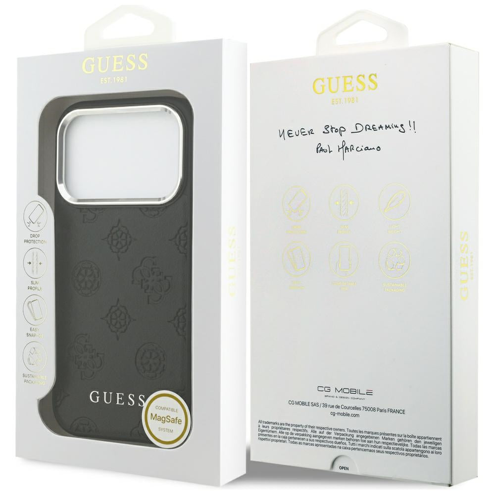 Θήκη MagSafe για Apple iPhone 17 Pro, Guess, Peony Hot Stamp Script, Μαύρη