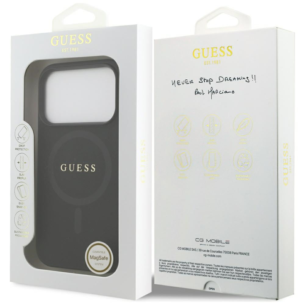 Θήκη MagSafe για Apple iPhone 17 Pro, Guess, Saffiano Classic Logo, Μαύρη