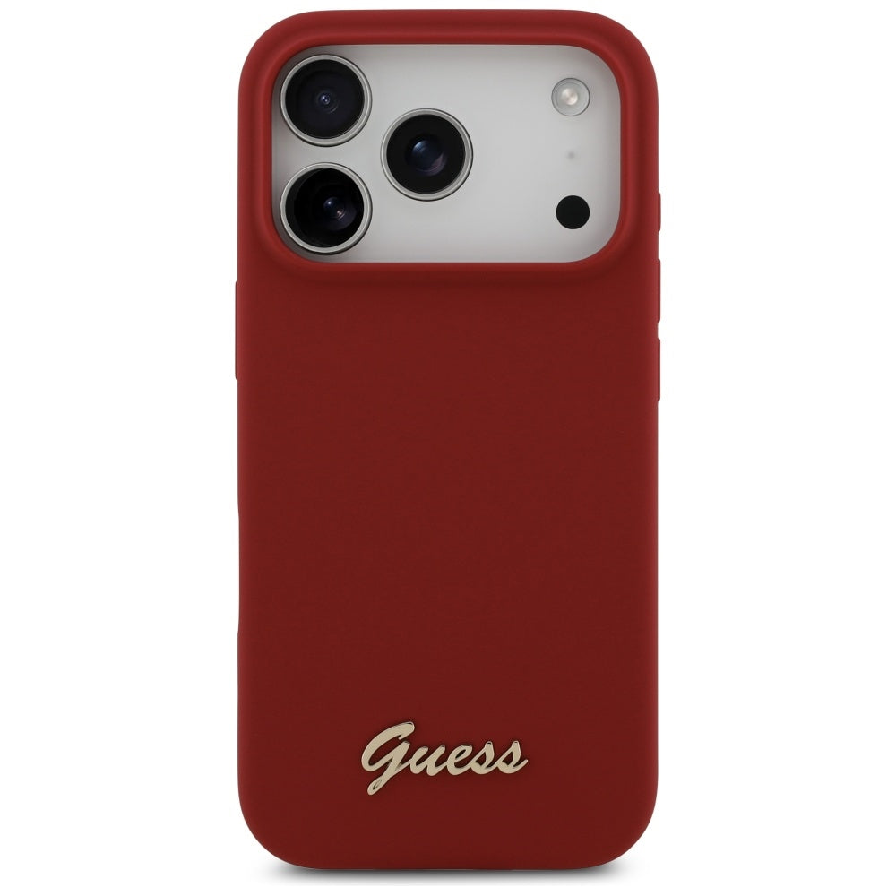 Θήκη MagSafe για Apple iPhone 17 Pro, Guess, Script Metal Logo, Ροζ