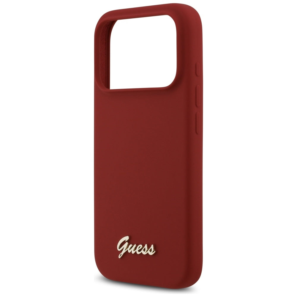 Θήκη MagSafe για Apple iPhone 17 Pro, Guess, Script Metal Logo, Ροζ