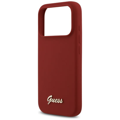 Θήκη MagSafe για Apple iPhone 17 Pro, Guess, Script Metal Logo, Ροζ