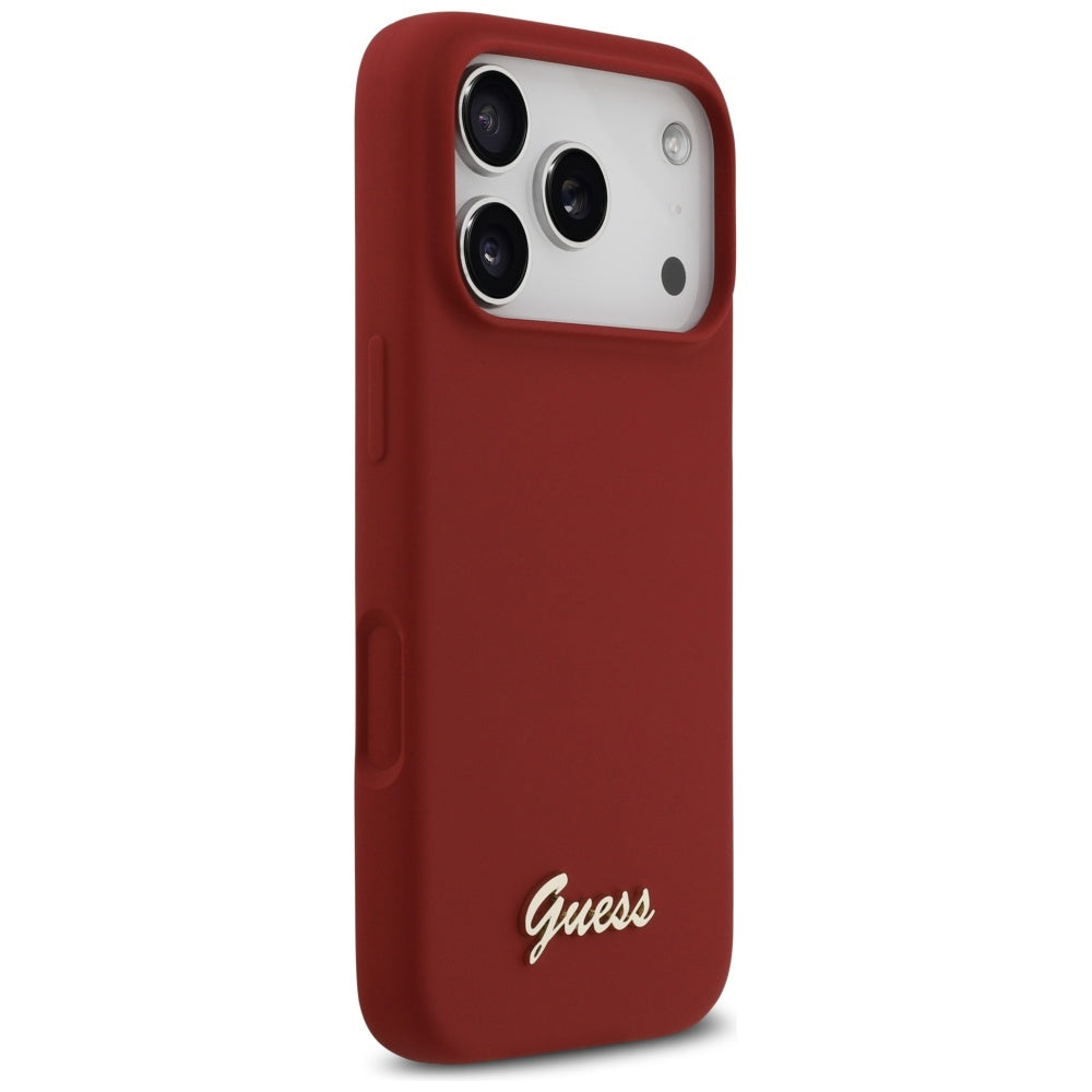 Θήκη MagSafe για Apple iPhone 17 Pro, Guess, Script Metal Logo, Ροζ