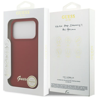 Θήκη MagSafe για Apple iPhone 17 Pro, Guess, Script Metal Logo, Ροζ