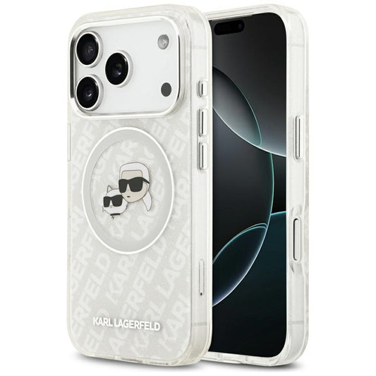 Θήκη MagSafe για Apple iPhone 17 Pro, Karl Lagerfeld, Glitter Karl & Choupette Head, Λευκή