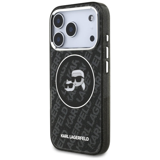 Θήκη MagSafe για Apple iPhone 17 Pro, Karl Lagerfeld, Glitter Karl & Choupette Head, Μαύρη