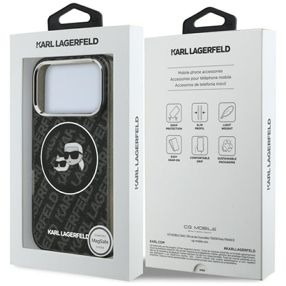 Θήκη MagSafe για Apple iPhone 17 Pro, Karl Lagerfeld, Glitter Karl & Choupette Head, Μαύρη