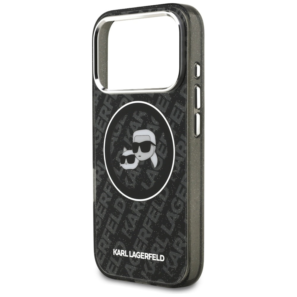 Θήκη MagSafe για Apple iPhone 17 Pro, Karl Lagerfeld, Glitter Karl & Choupette Head, Μαύρη